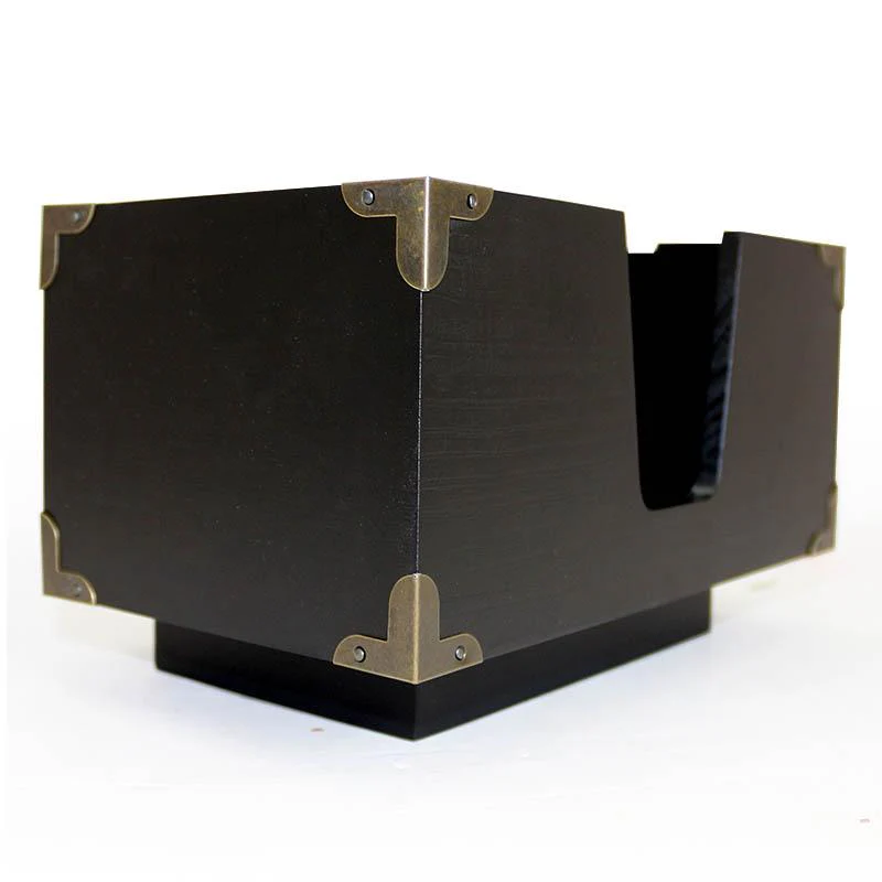 Black Wood Bar Caddy w/ 3 Compartments - Image 3