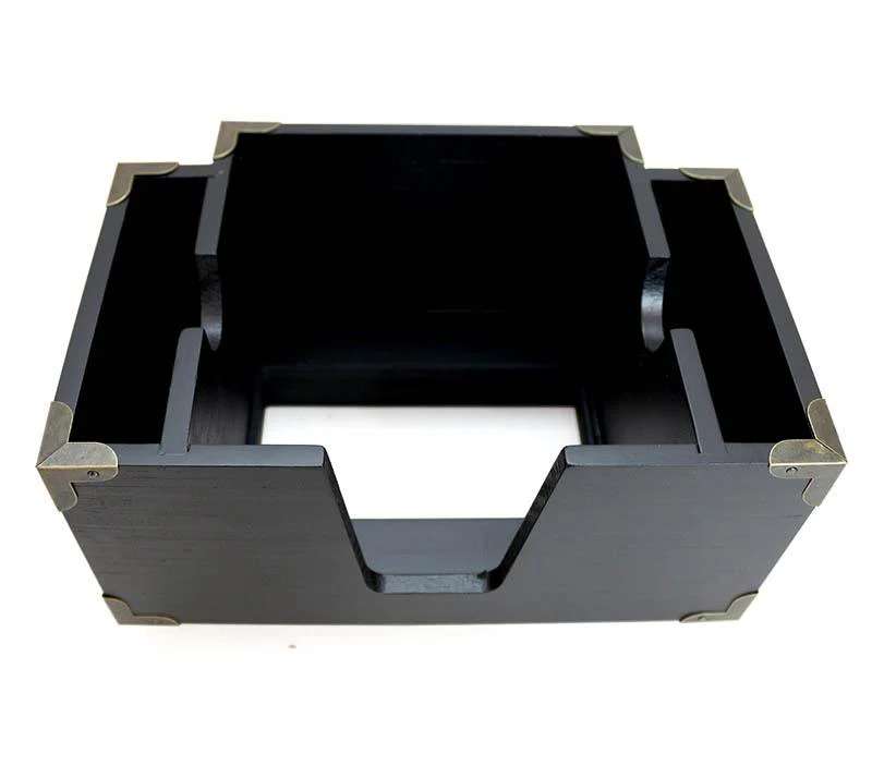 Black Wood Bar Caddy w/ 3 Compartments - Image 4