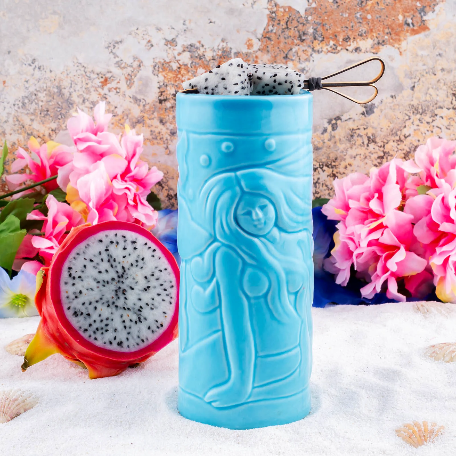 Blue Mermaid Ceramic Tiki Glass - Image 2