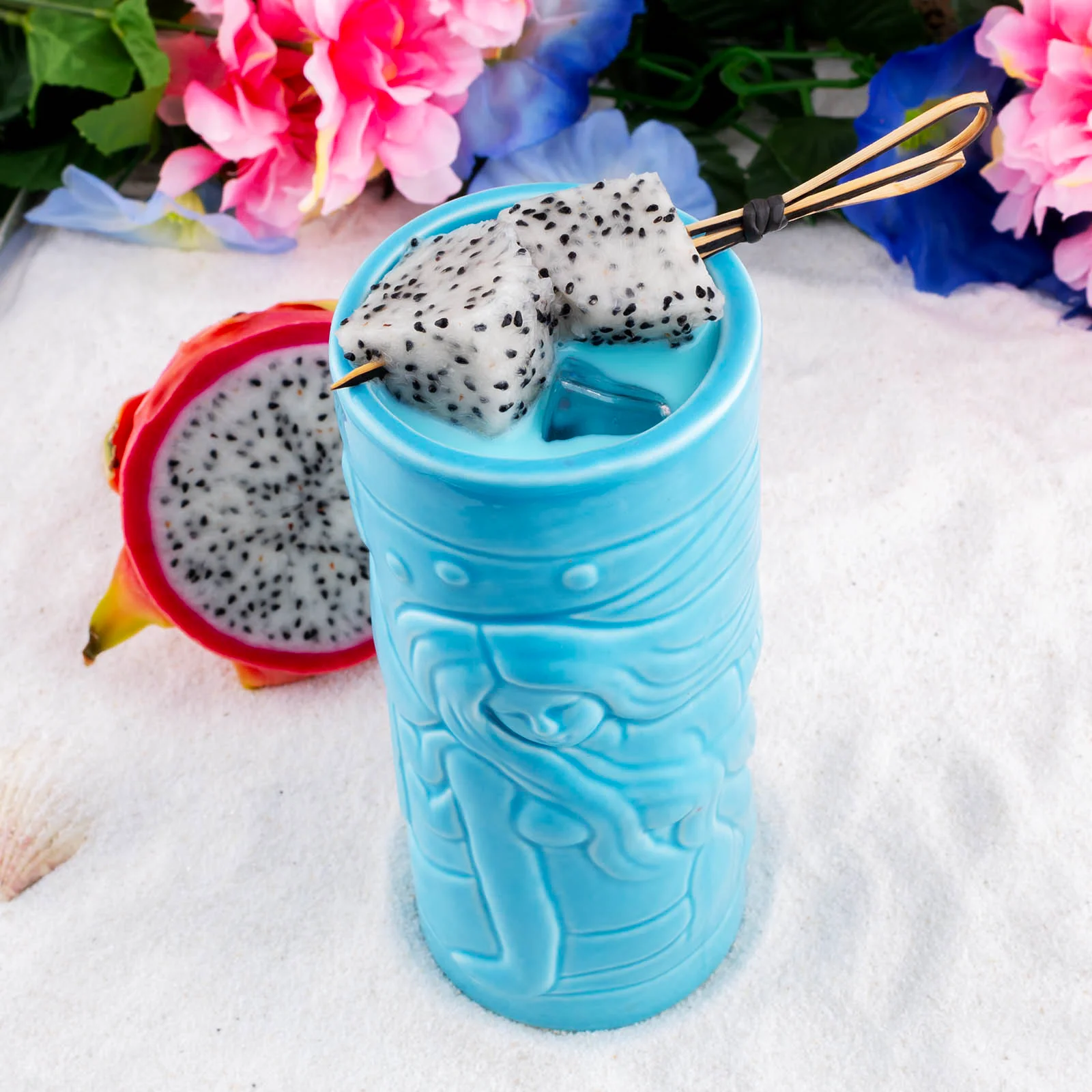 Blue Mermaid Ceramic Tiki Glass - Image 3