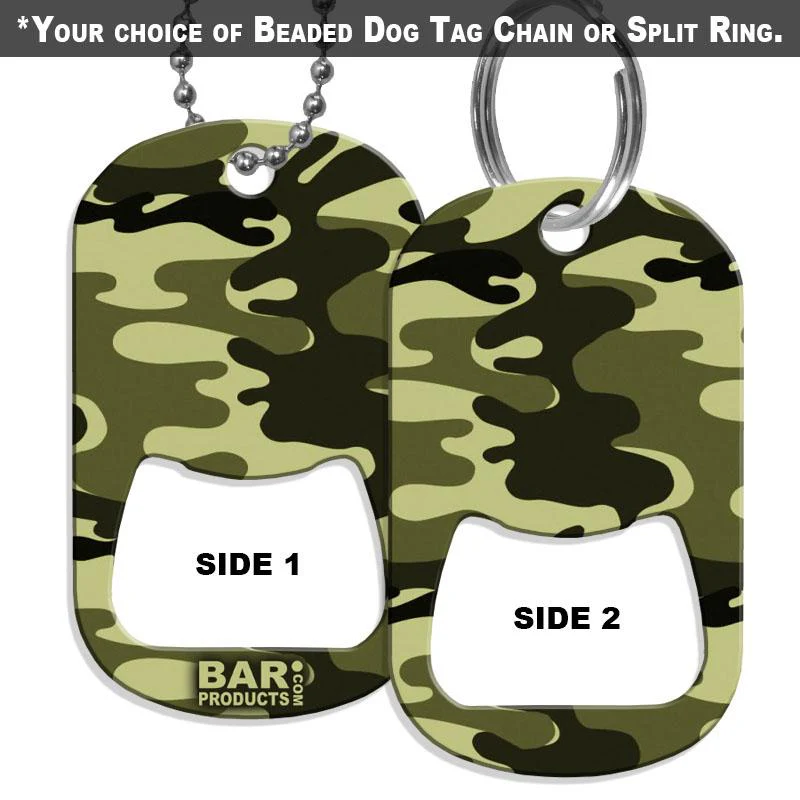 Dog Tag Bottle Opener - Dark Green Camo