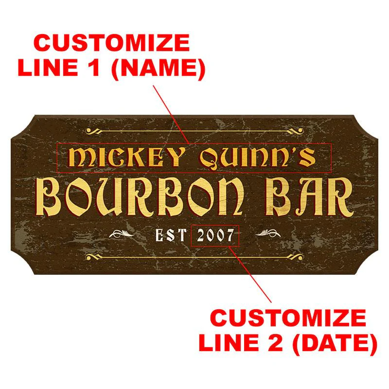 BOURBON BAR - CUSTOMIZABLE Wood Plaque Sign - Color Options - Image 2