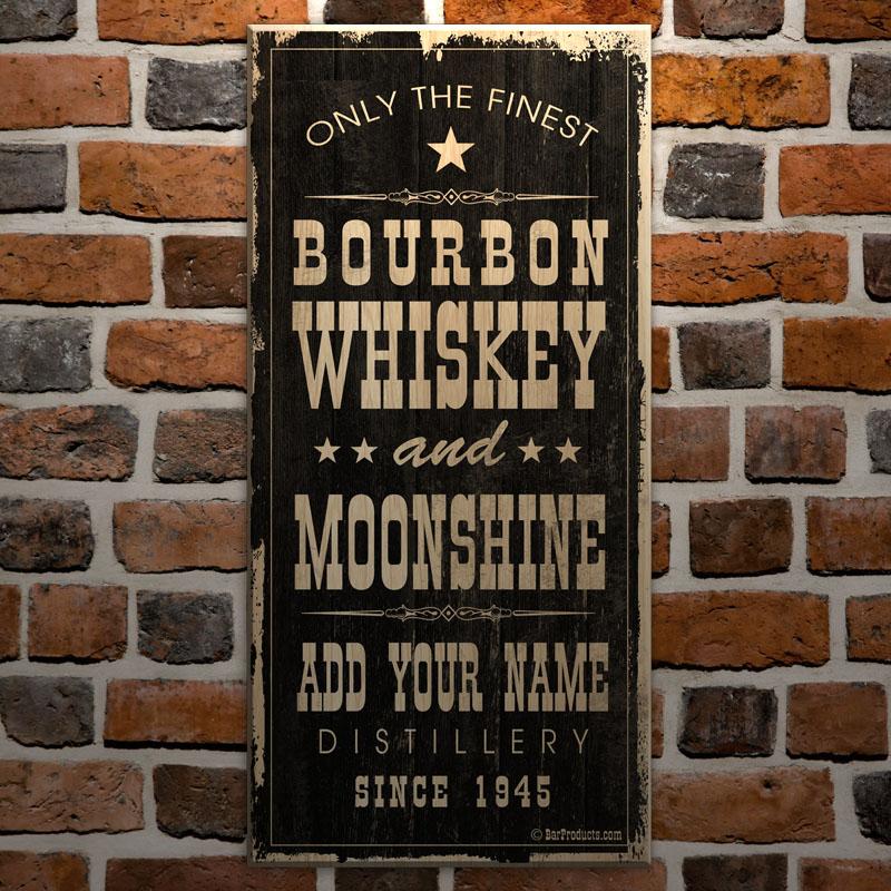 Bourbon Whiskey & Moonshine - CUSTOMIZABLE Large Vintage Wooden Bar Sign - 11 3/4" x 23 3/4" - Image 3