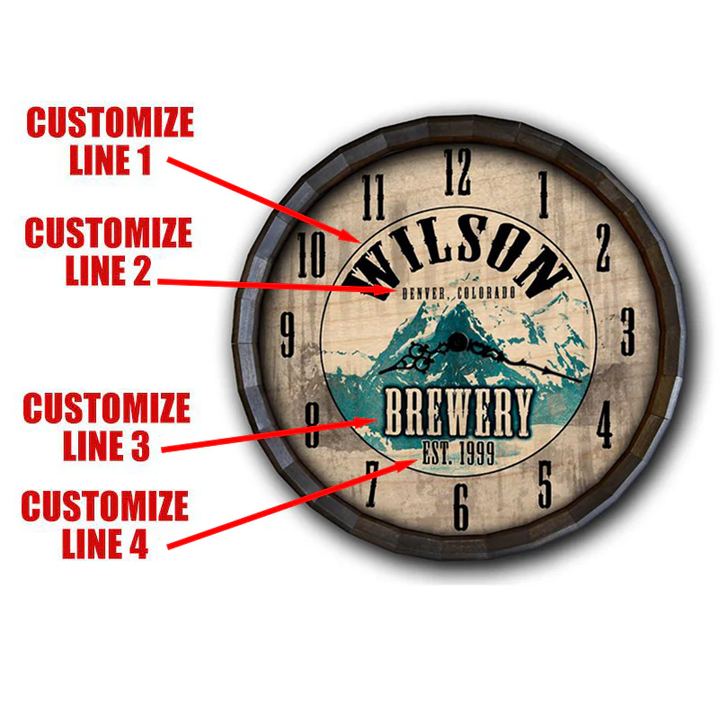 Brewery - Custom Wood Barrel Top Clock - Image 2