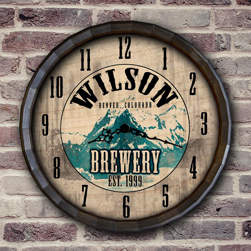 Brewery - Custom Wood Barrel Top Clock - Image 3