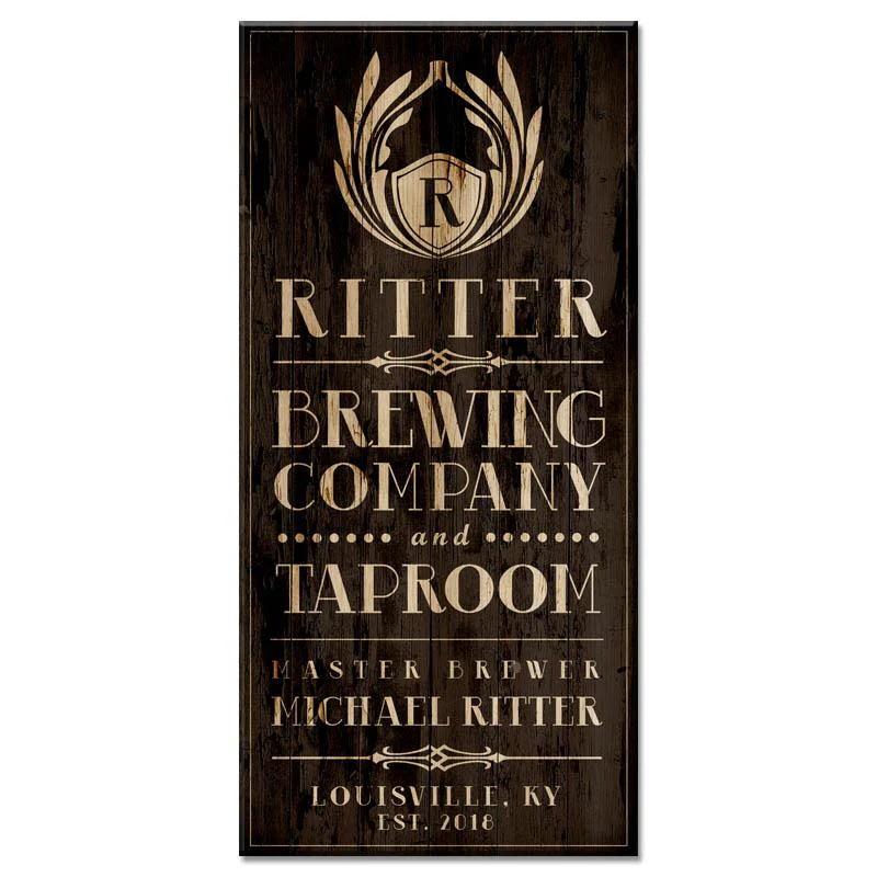 BREWING COMPANY - CUSTOMIZABLE Large Vintage Wooden Bar Sign - 11 3/4" x 23 3/4"