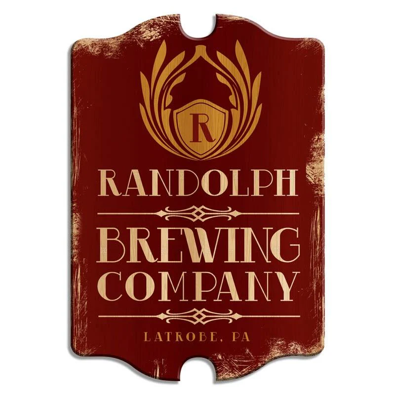 Brewing Company (Red) - Custom Tavern Shaped Wood Bar Sign