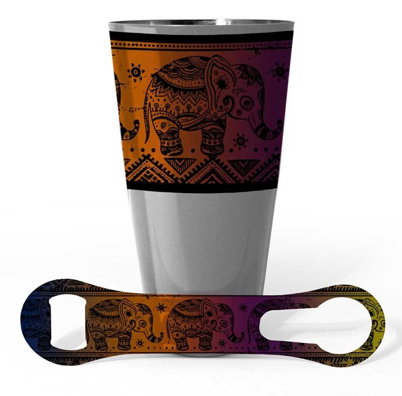 Bright Elephants Printed Cocktail Shaker and V-Rod® Bar Set