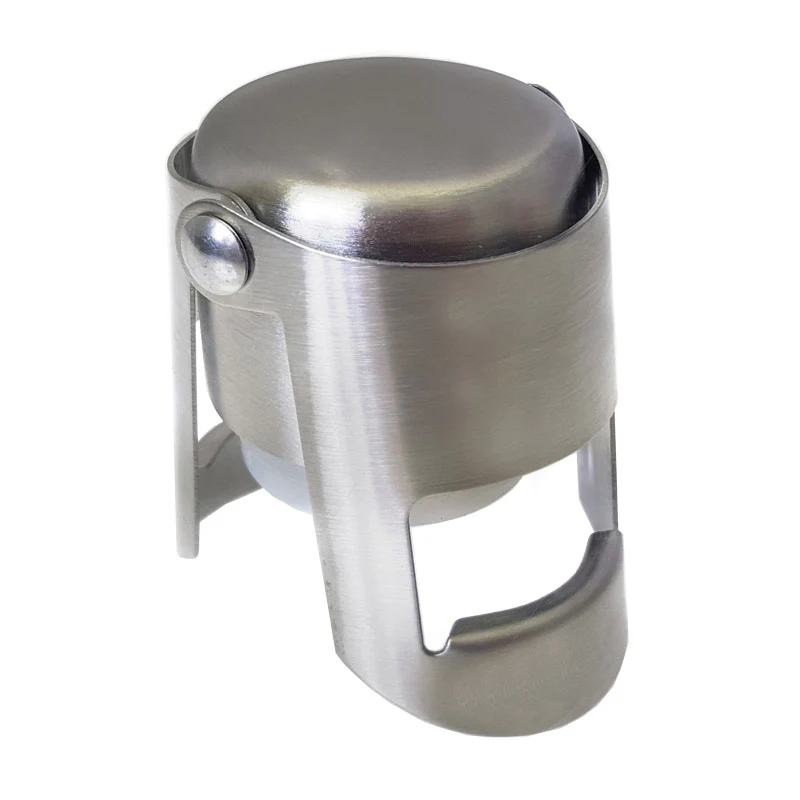 BarConic™ Brushed Stainless Button Style Champagne Stopper - Image 2