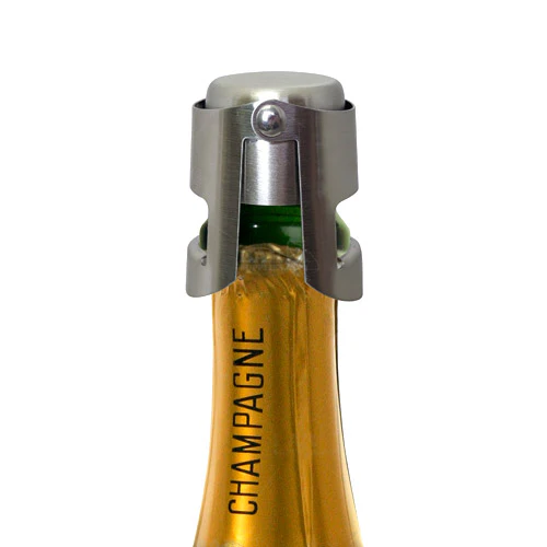 BarConic™ Brushed Stainless Button Style Champagne Stopper - Image 3