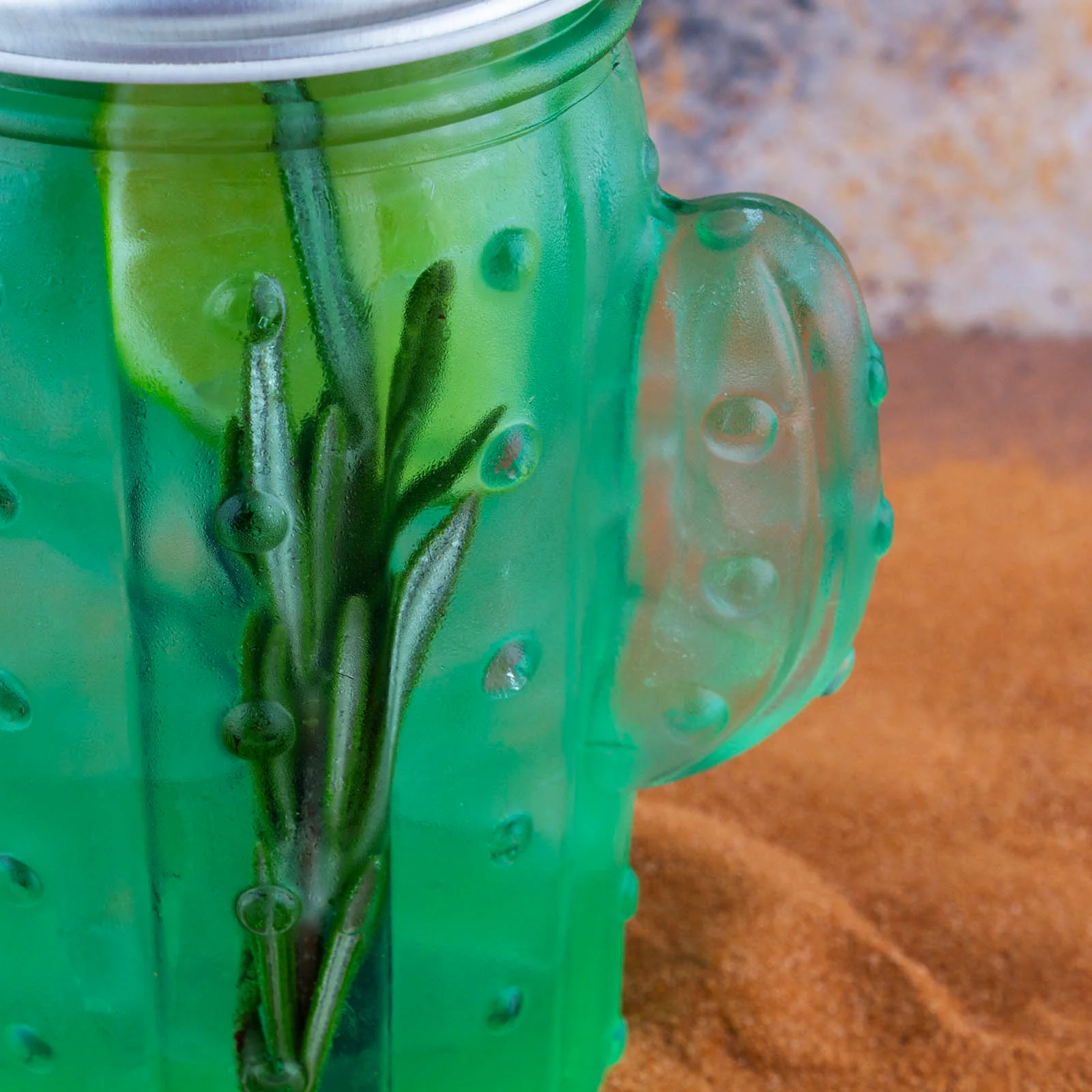 Mason Jar Glass - Cactus - W/ Lid - Image 4