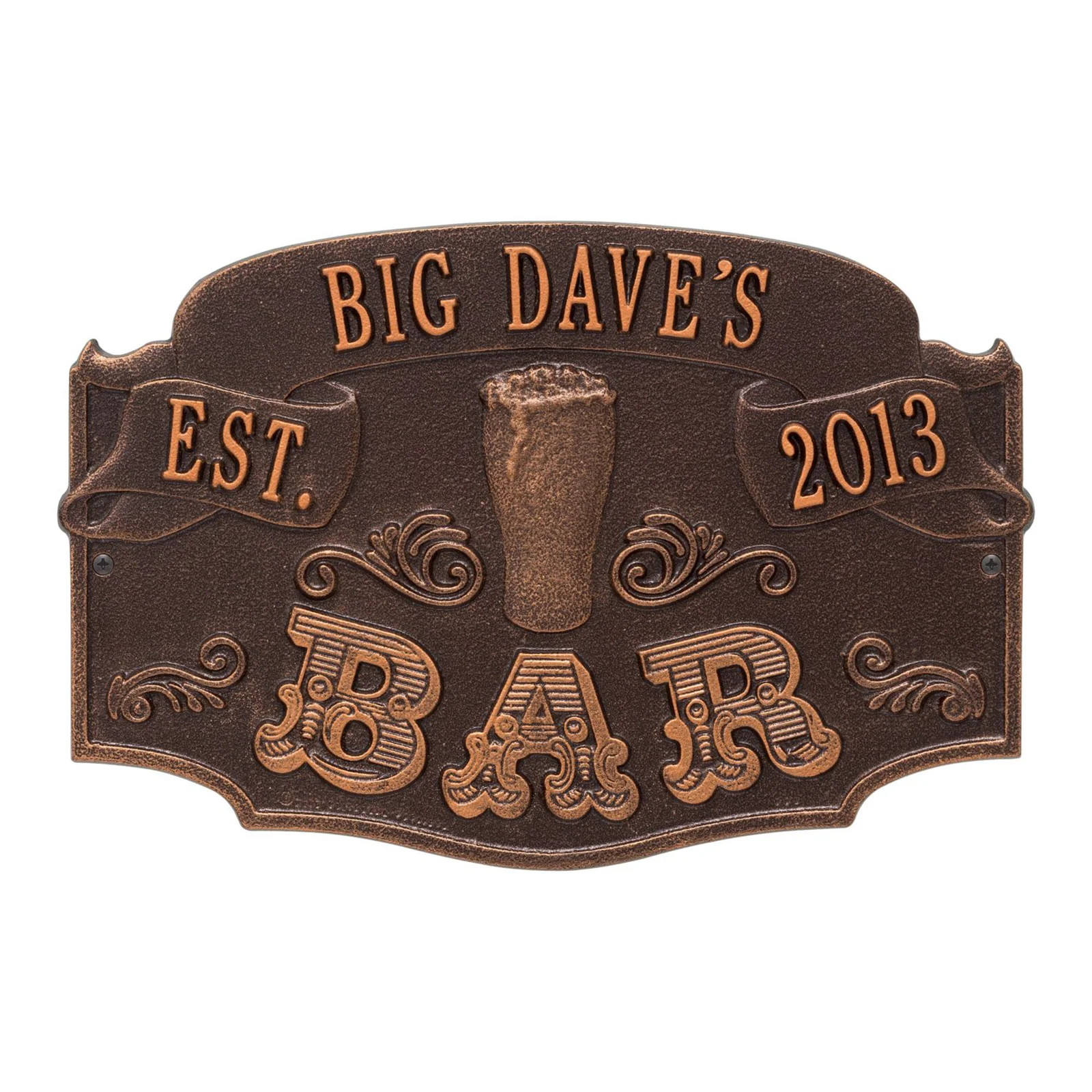 Cast Aluminum Plaque - "Established Bar" - CUSTOMIZABLE