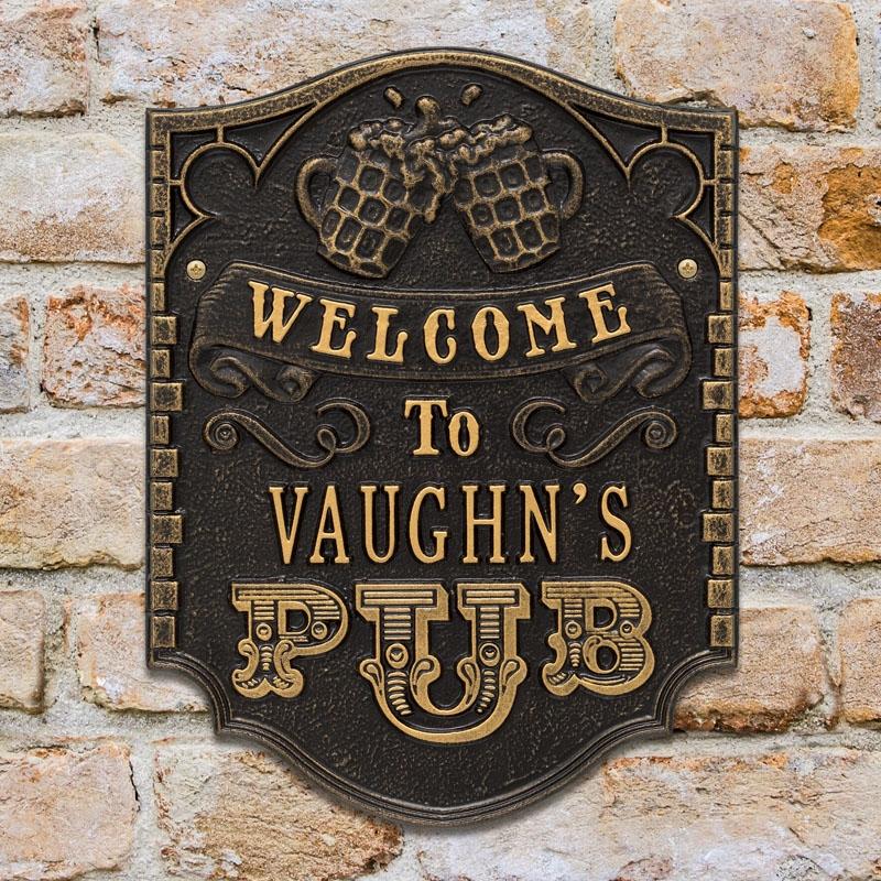 Cast Aluminum Plaque - Pub "Welcome" Design - CUSTOMIZABLE - Image 3