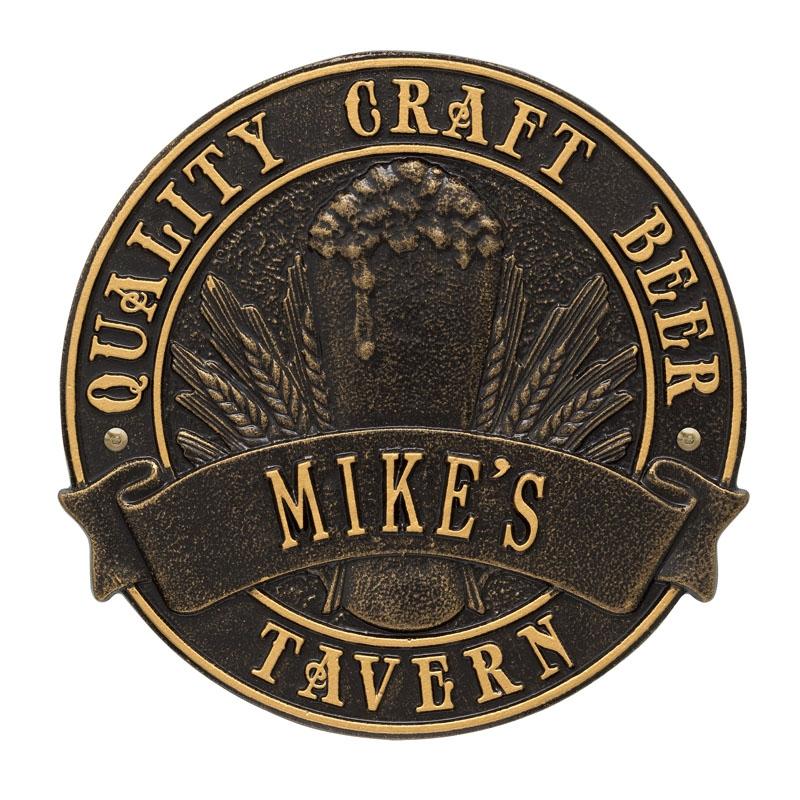 Cast Aluminum Plaque - "Round" Quality Craft Beer - CUSTOMIZABLE