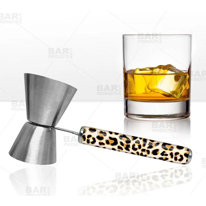 Cheetah Jigger with Printed Handle Design - .75oz x 1.25oz - Image 2