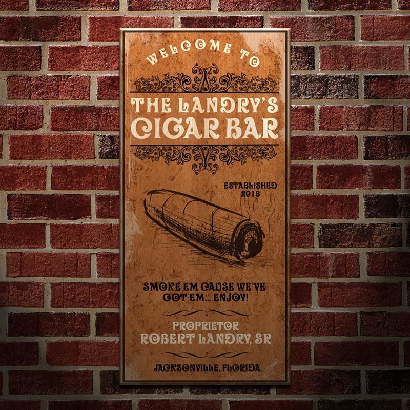 Cigar Bar - CUSTOMIZABLE Large Vintage Wooden Bar Sign - 11 3/4" x 23 3/4" - Image 2