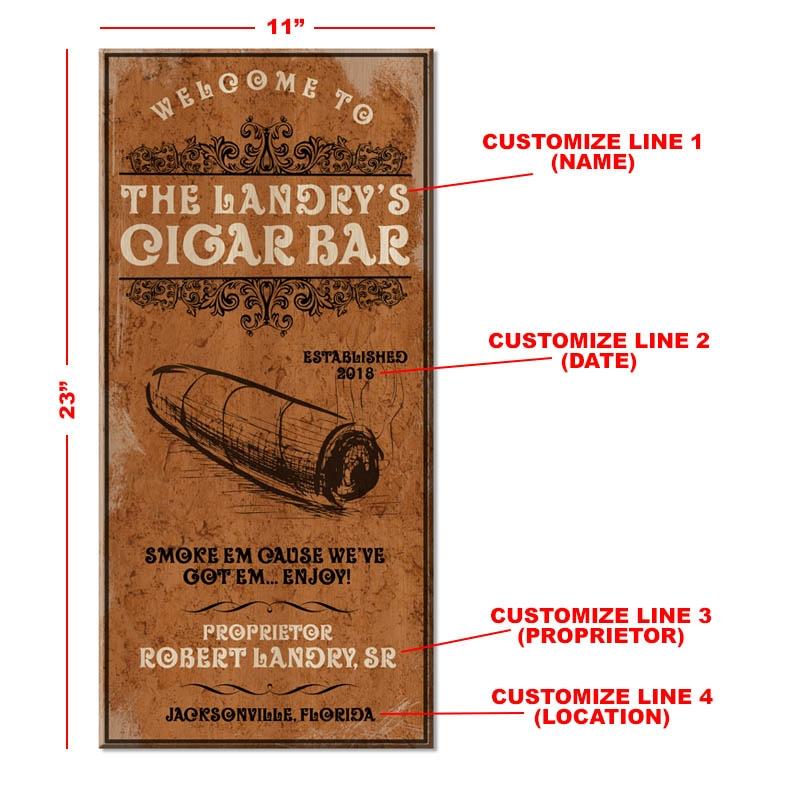 Cigar Bar - CUSTOMIZABLE Large Vintage Wooden Bar Sign - 11 3/4" x 23 3/4" - Image 3