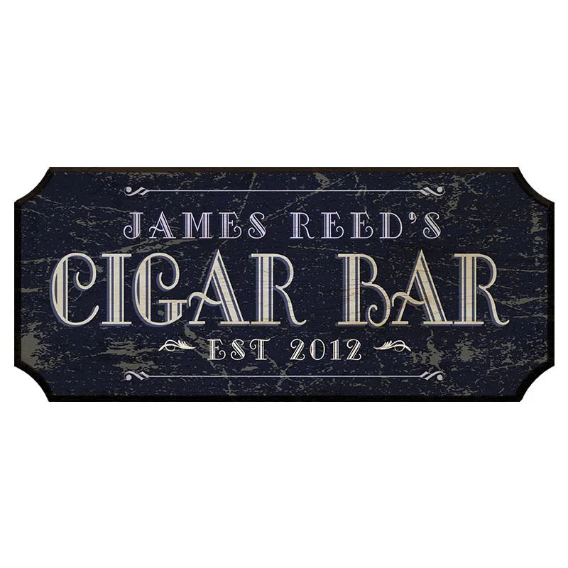 CIGAR BAR - CUSTOMIZABLE Wood Plaque Sign - Color Options