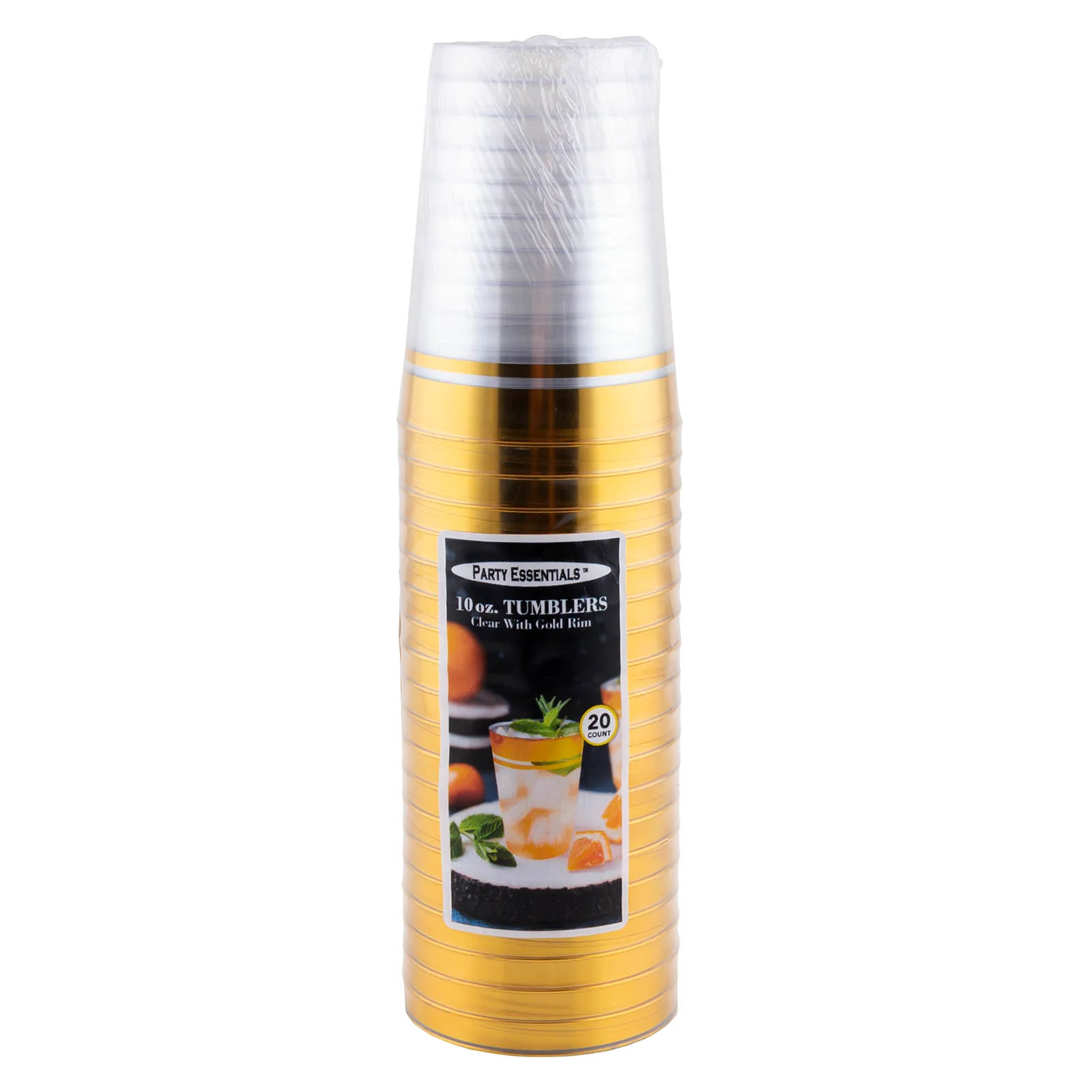 Clear Plastic Tumbler - Option of Gold or Silver Rim - 10 ounce - Image 2