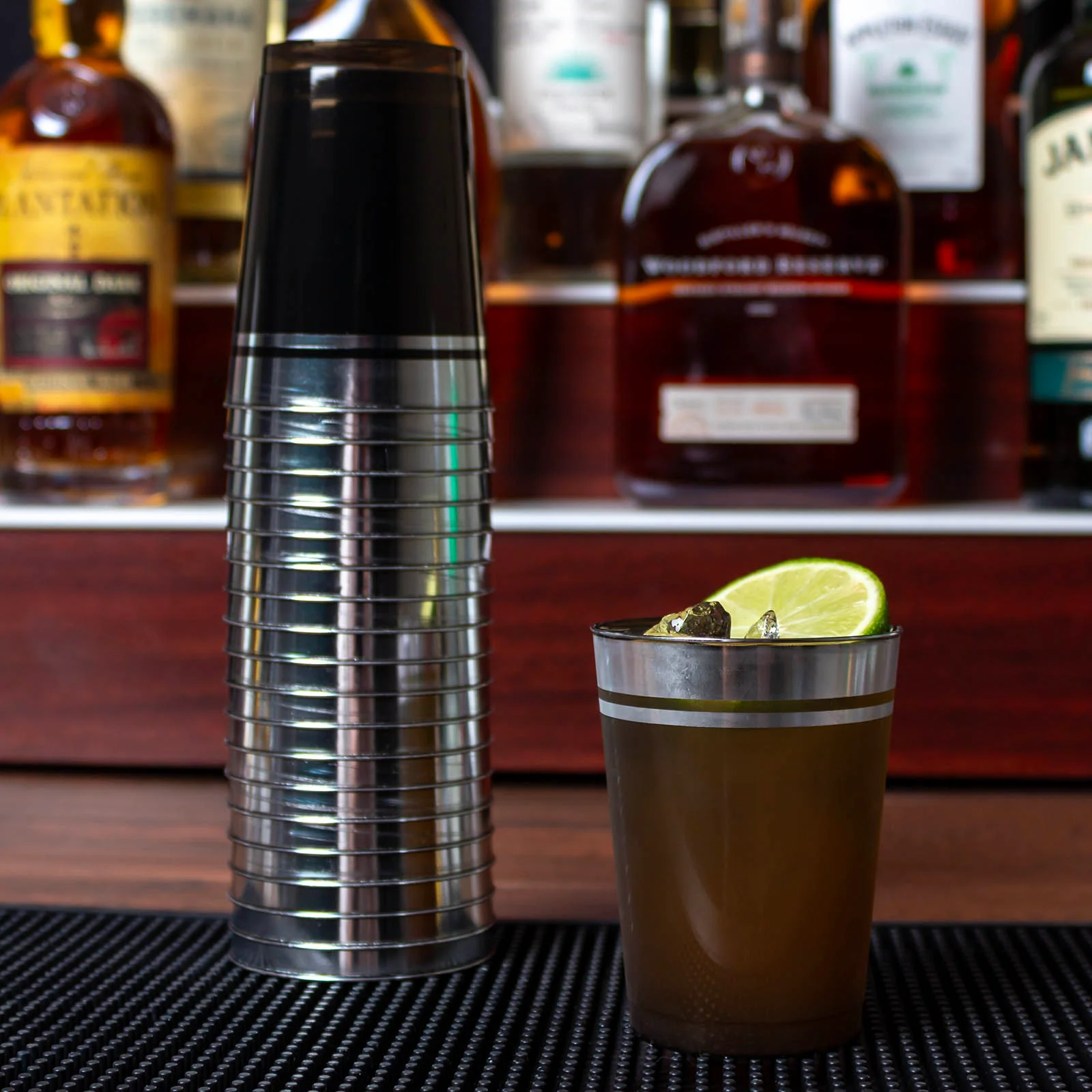 Clear Plastic Tumbler - Option of Gold or Silver Rim - 10 ounce - Image 3
