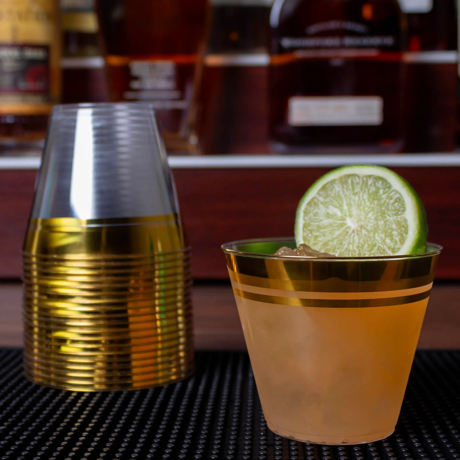 Clear Plastic Tumbler - Option of Gold or Silver Rim - 9 ounce - Image 3