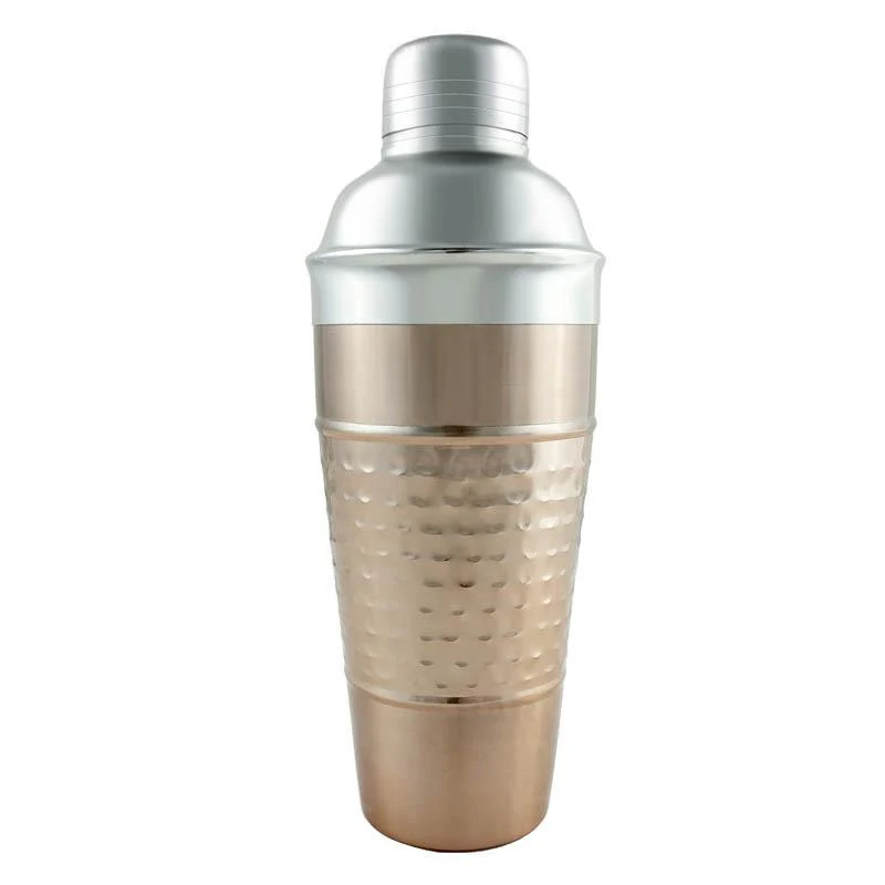 Cocktail Shaker - 3 piece Hammered Copper / Stainless Steel - 28 ounce