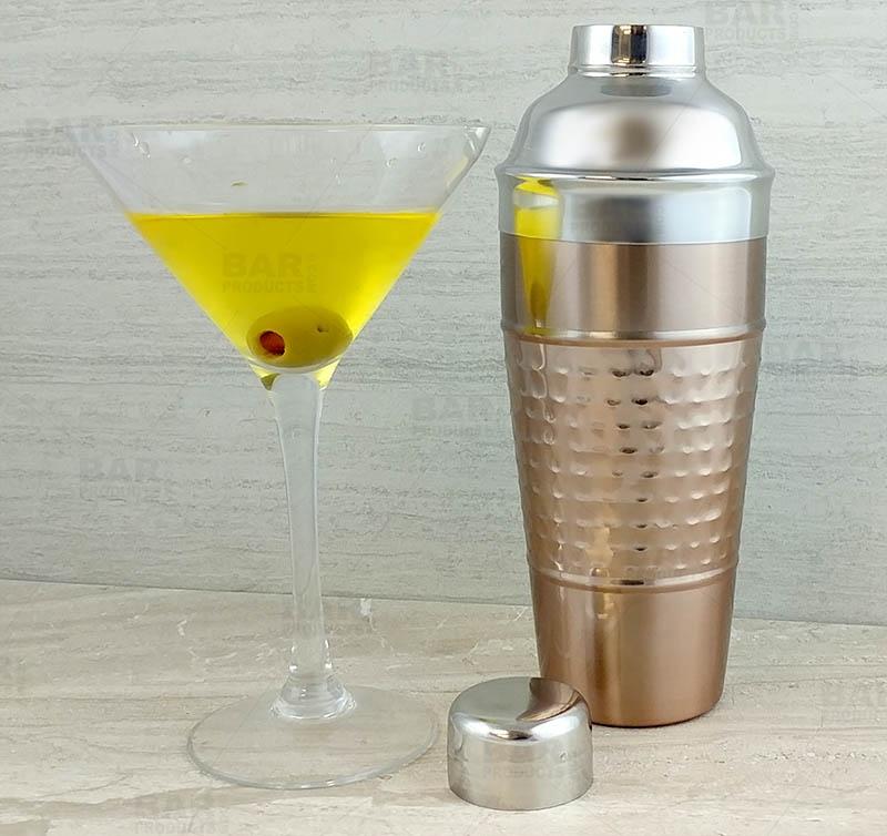 Cocktail Shaker - 3 piece Hammered Copper / Stainless Steel - 28 ounce - Image 2