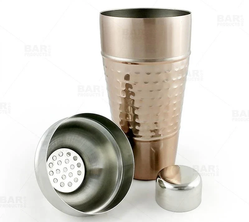Cocktail Shaker - 3 piece Hammered Copper / Stainless Steel - 28 ounce - Image 3