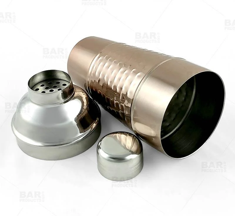 Cocktail Shaker - 3 piece Hammered Copper / Stainless Steel - 28 ounce - Image 4