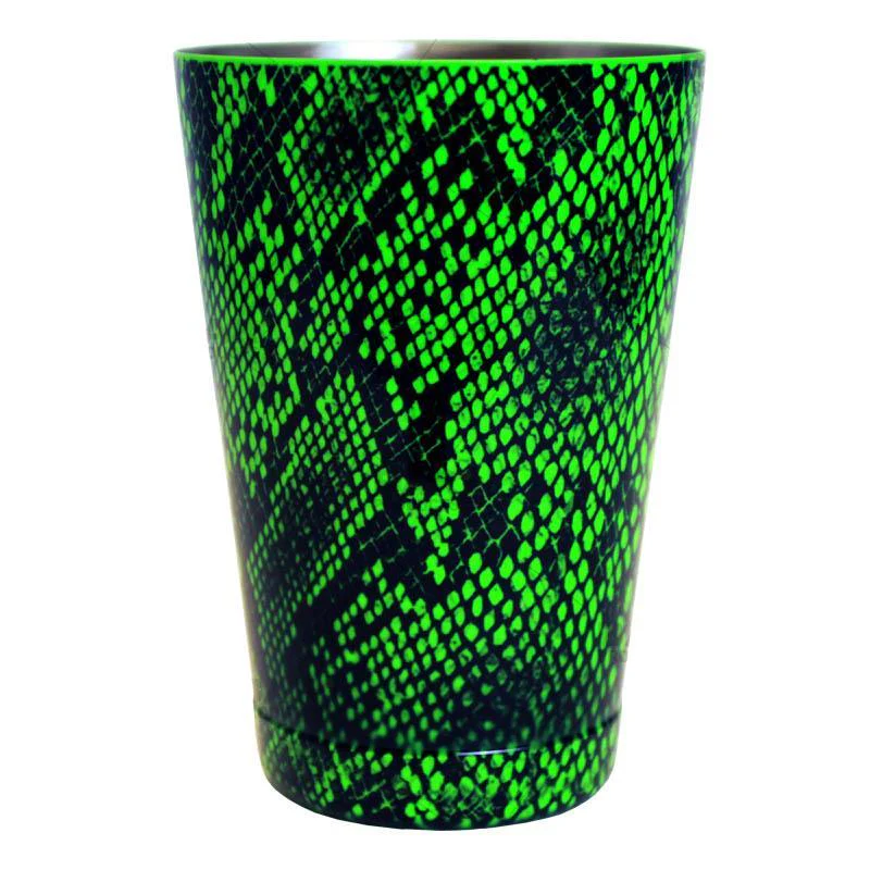 Cocktail Shaker Tin - 18oz weighted - NEON GREEN Snake Skin