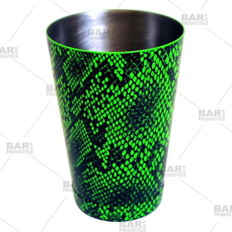 Cocktail Shaker Tin - 18oz weighted - NEON GREEN Snake Skin - Image 3