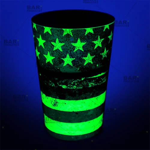Cocktail Shaker Tin - 18oz weighted - NEON GREEN U.S. Flag - Image 2