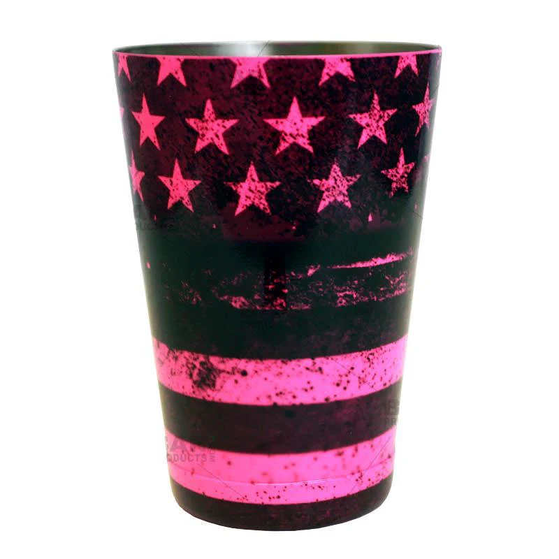 Cocktail Shaker Tin - 18oz weighted - NEON PINK U.S. Flag