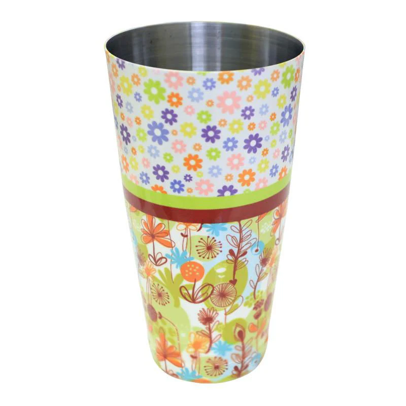 Printed Cocktail Shaker Tin - Cute Floral - 28 ounce Weighted - Image 2