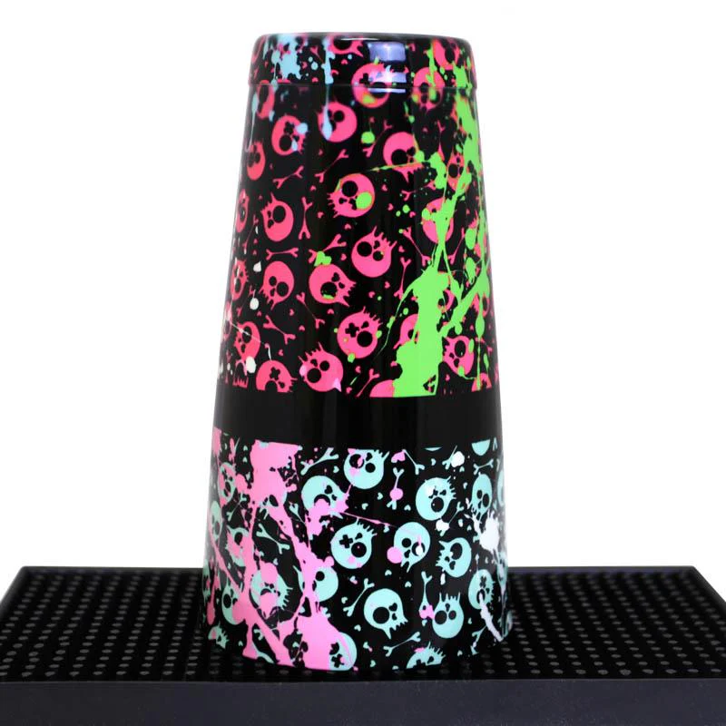 Printed Cocktail Shaker Tin - Girly Grunge Splatter Skulls - 28 ounce Weighted - Image 3