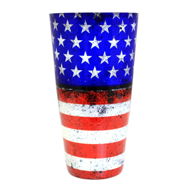 Printed Cocktail Shaker Tin - Grungy US Flag - 28 ounce Weighted