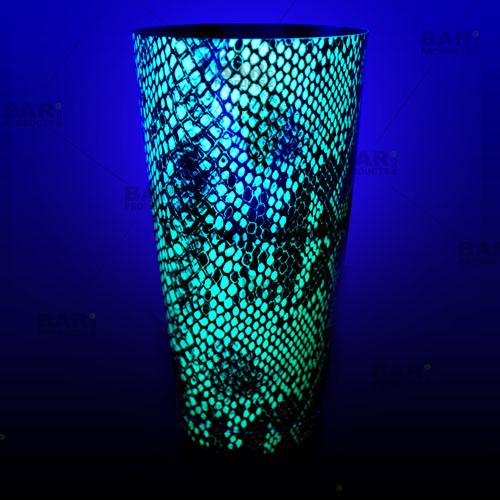Printed Cocktail Shaker Tin - NEON Green Snake Skin - 28 ounce Weighted - Image 2