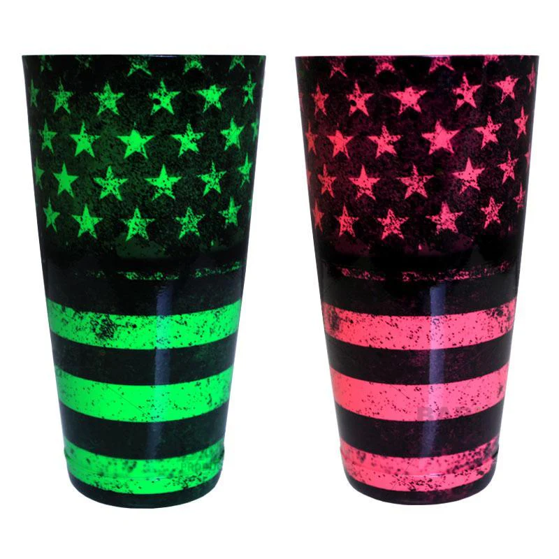 Printed Cocktail Shaker Tin - NEON US Flag - 28 ounce Weighted