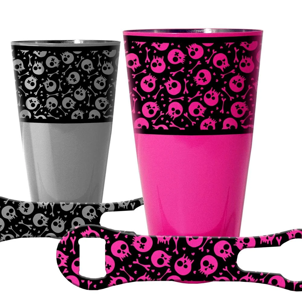 Cocktail Shaker / V-Rod® Bartending Set - Cute Skulls - Several Colors