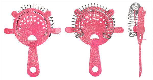 Cocktail Strainer NEON - Glitter Pink - 4 Prong - Image 2