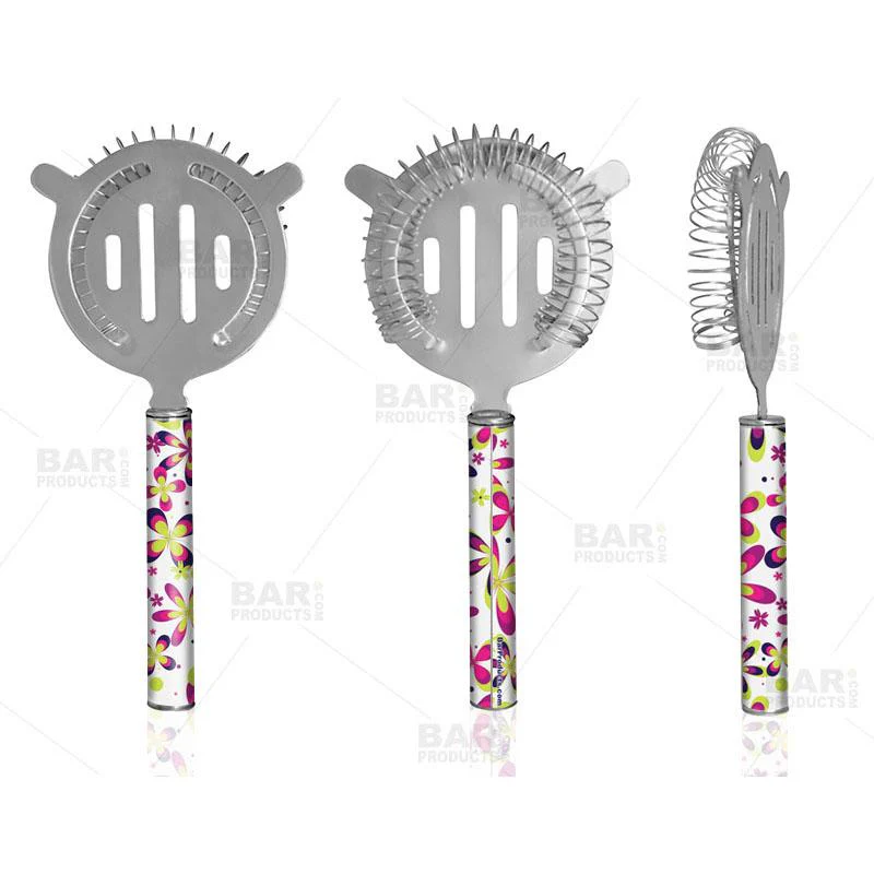 Cocktail Strainer - Pipe Handle - Floral - Image 2