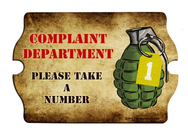 Complaint Department Wood Bar Sign