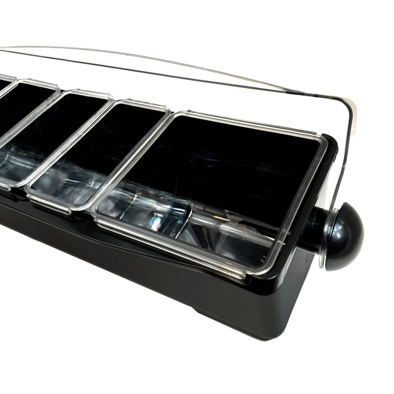 Condiment Holder with (4) 1-Quart Inserts and 2-Quart Fruit Trays - Black - Image 4