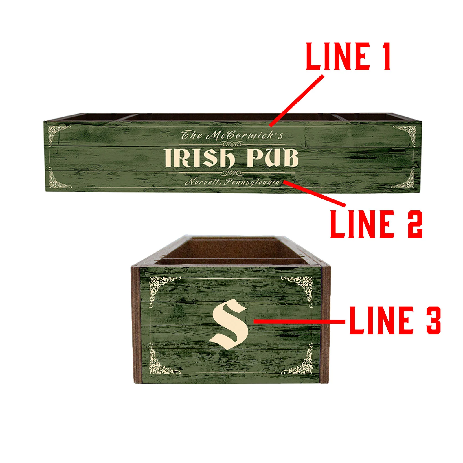 Custom Wooden Condiment Caddy - Irish Pub - Image 5