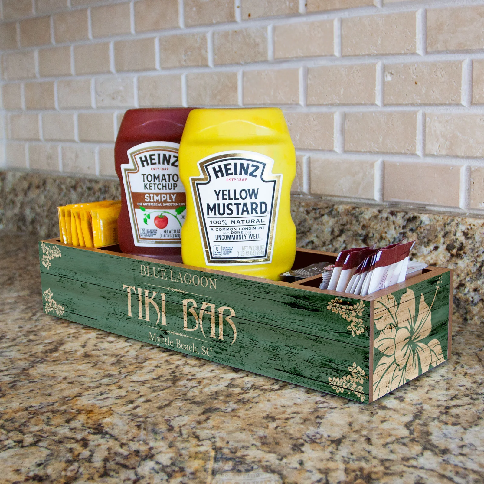 Custom Wooden Condiment Caddy - Tiki Bar - Image 2