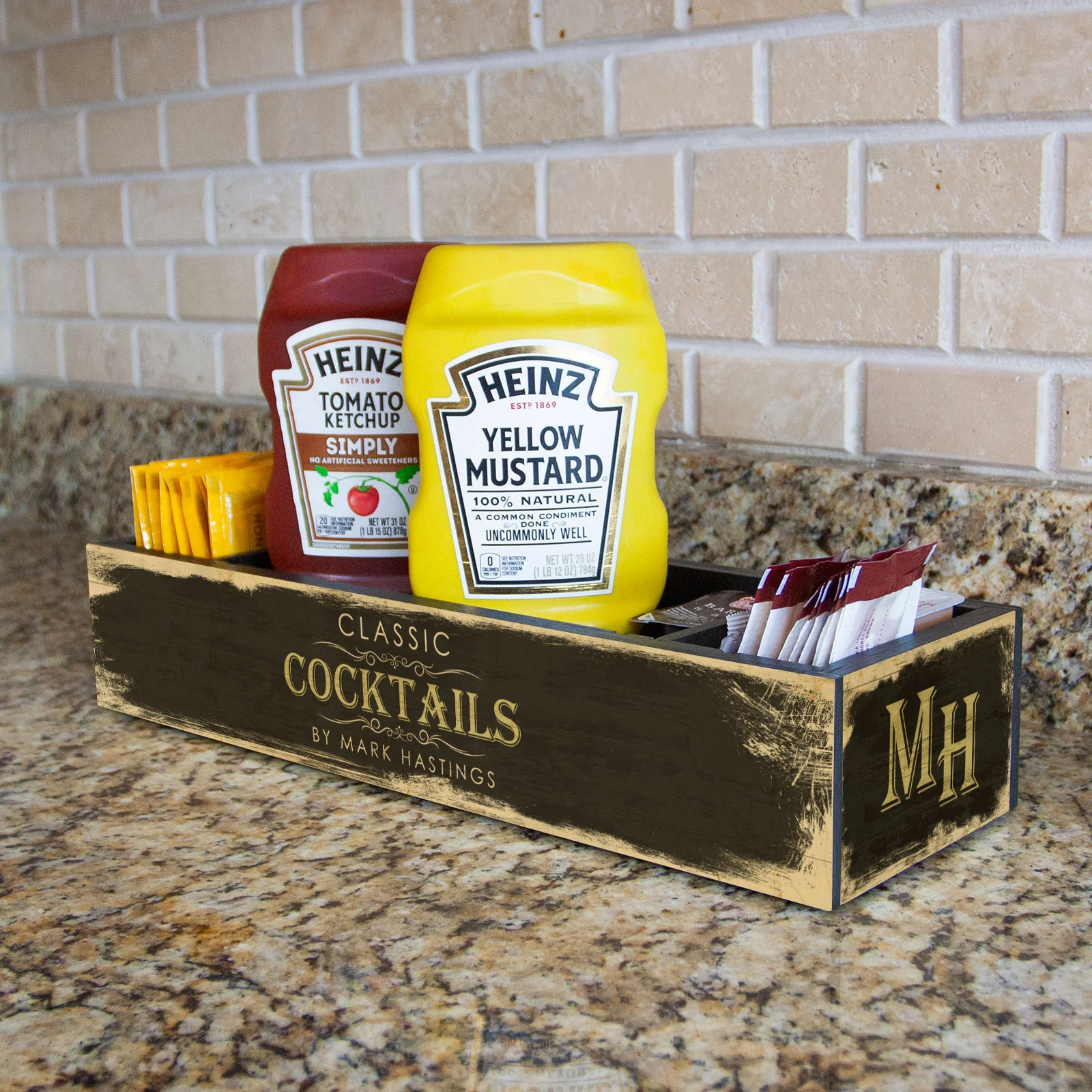Custom Wooden Condiment Caddy - Classic Cocktails - Image 2