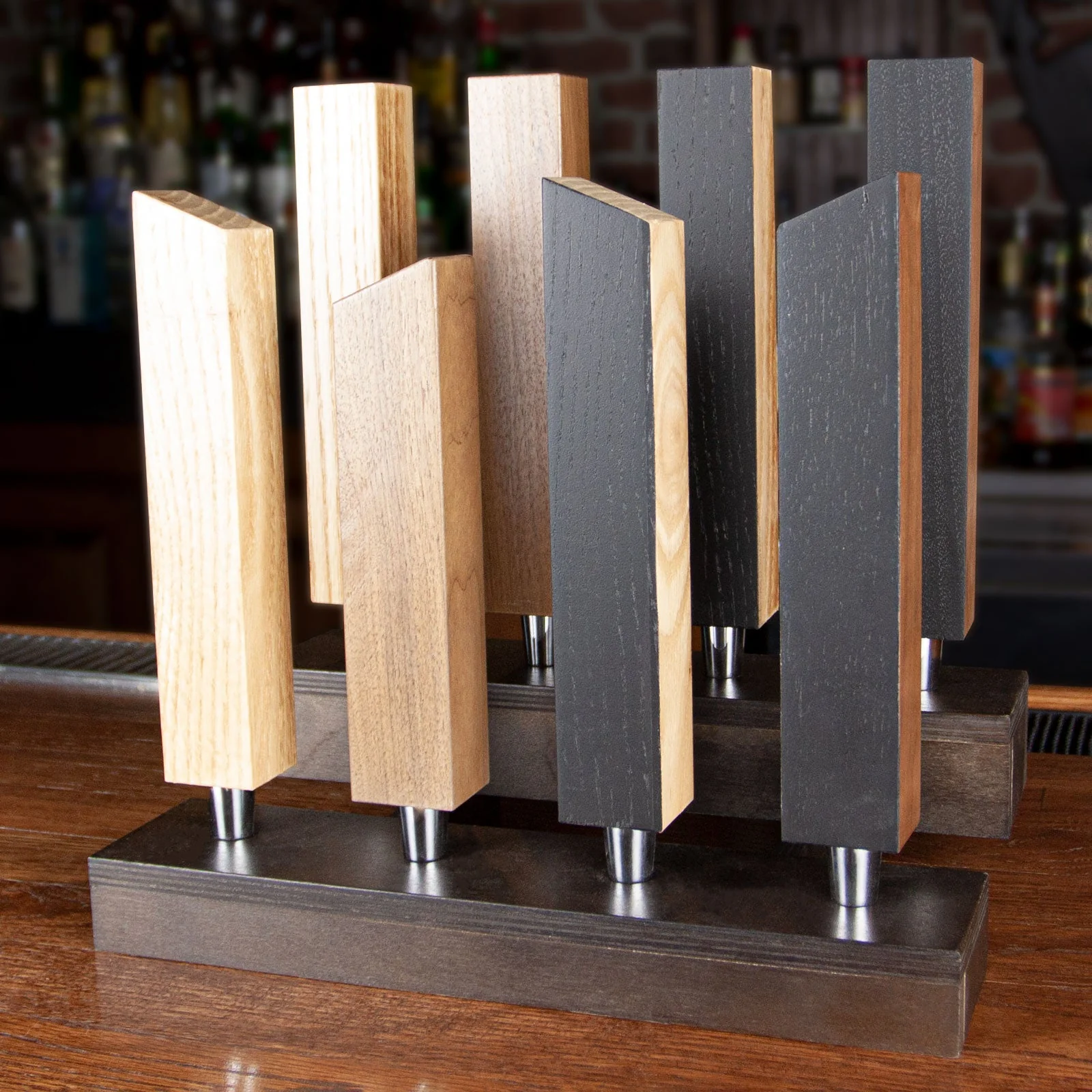 Walnut and Oak Beer Tap - With Optional Chalk Finish - Flat Top - Image 2