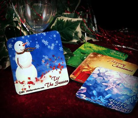 Cork Bottom Coasters - Christmas Theme - 4" - Image 2