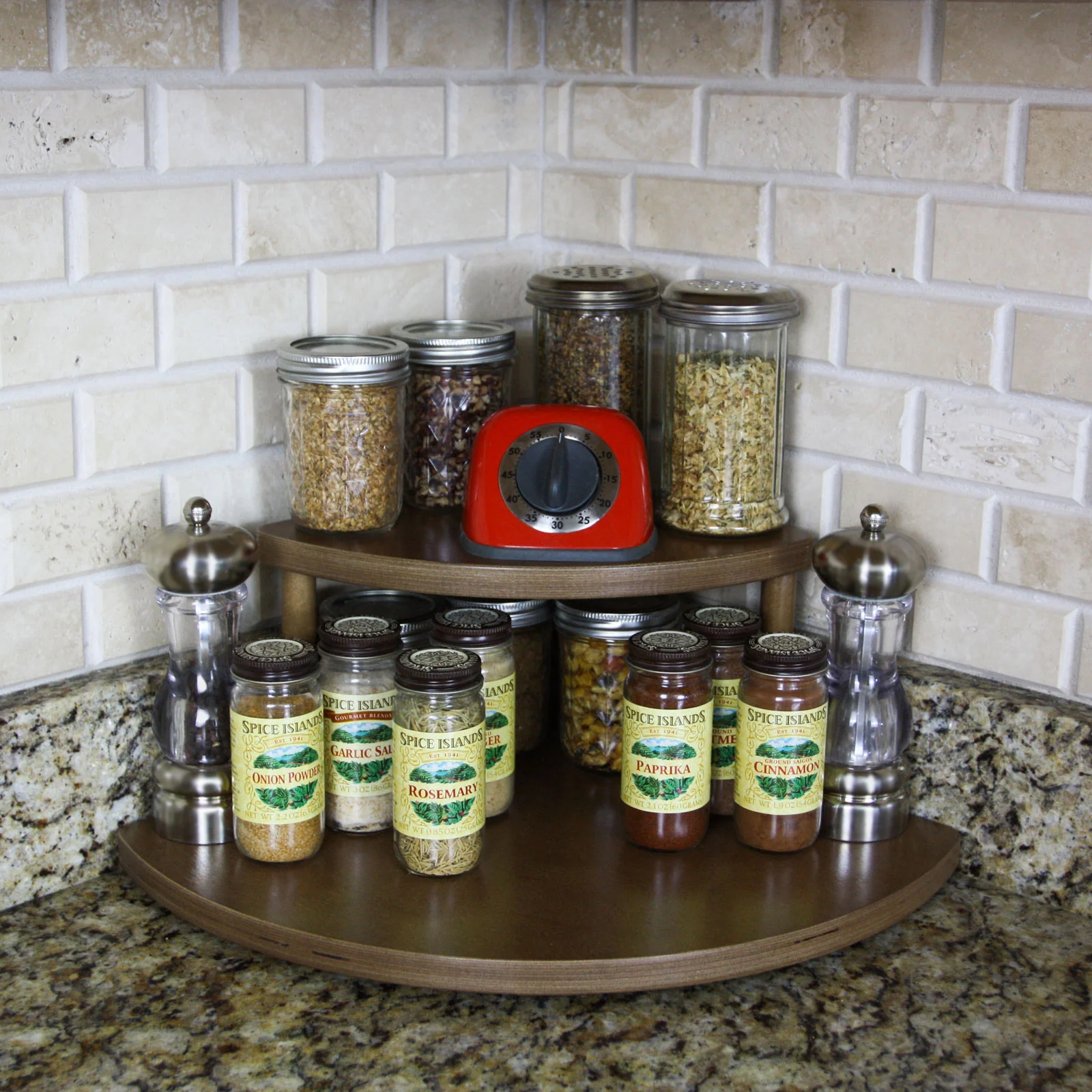 Counter Caddies™ - 7" Tall Stained Corner Shelf - Available In Black And Natural - Image 2