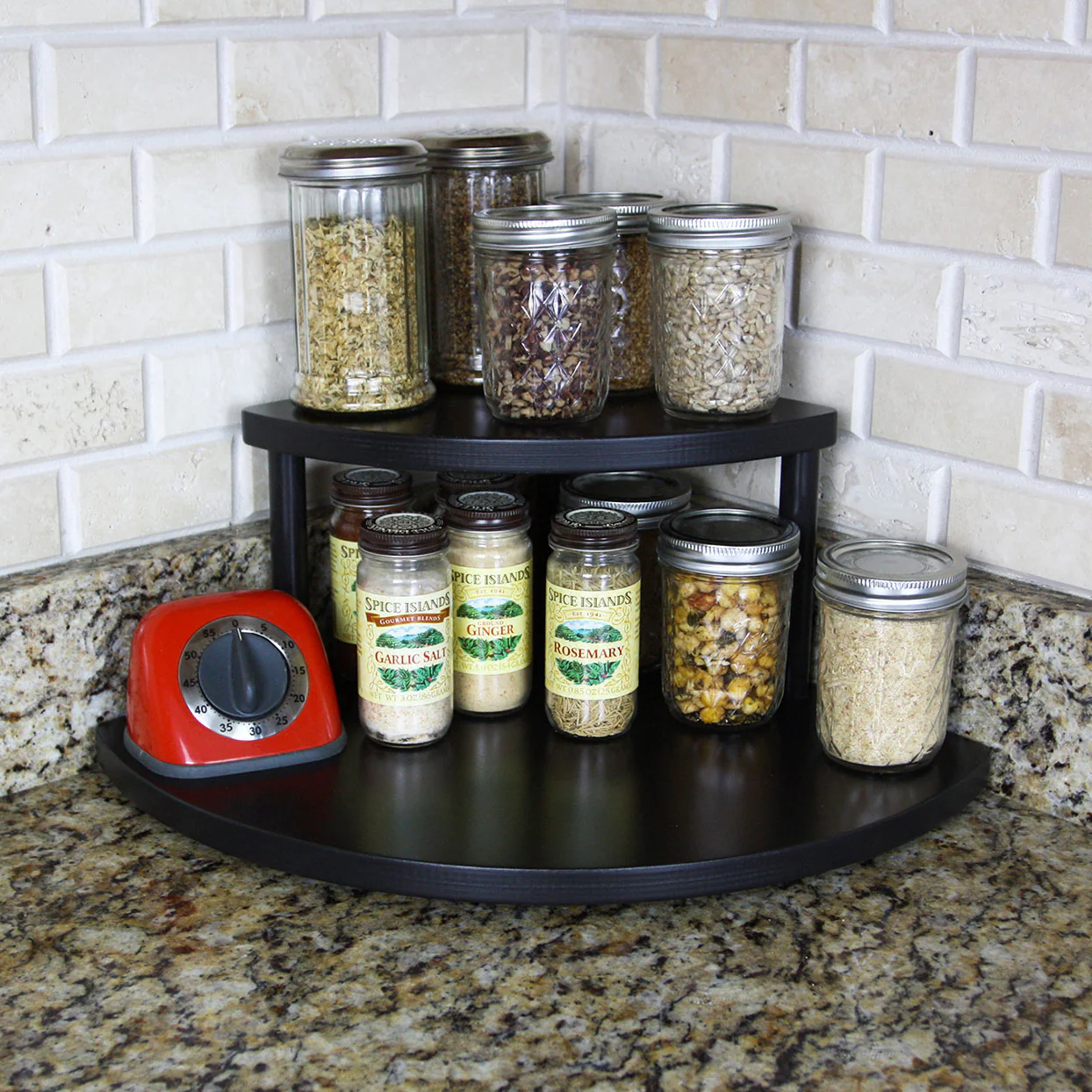 Counter Caddies™ - 7" Tall Stained Corner Shelf - Available In Black And Natural - Image 5